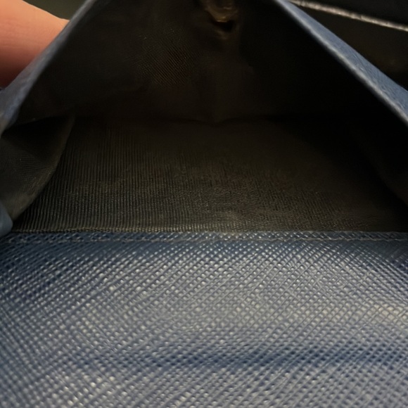 PRADA BLUE SAFFIANO GOLD METAL COMPACT WALLET - Picture 9 of 10